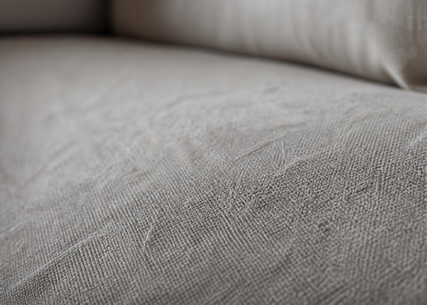 Pet hair on a linen sofa